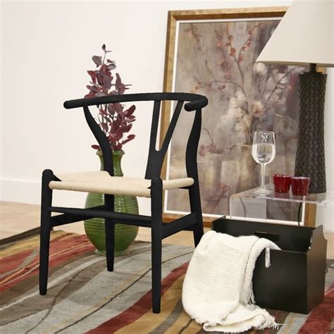 Buy baxton studio wishbone wood chair, multiple colors at walmart.com Baxton Studio Wishbone Black Wood Y Dining Chair | Black wishbone chair, Dining chairs, Furniture