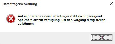 Wichtig ist es vorm umstieg aber zu prüfen, ob genügend speicherplatz vorhanden ist. Gelöst - Nicht genügend Speicherplatz vom Datenträger ist ...