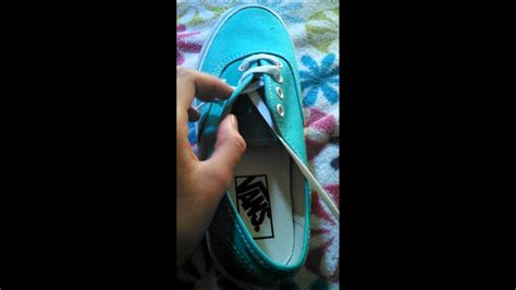 With the van facing you insert the shoelace into the bottom eyelets with the ends going inwards. How to bar lace or straight lace vans - YouTube