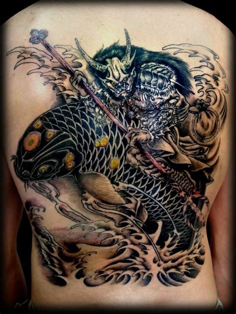 Check out our frog riding fish selection for the very best in unique or custom, handmade pieces from our shops. Japanese water demon riding a koi fish #animaltattoo # ...