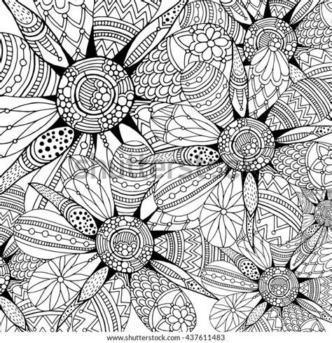 Ethnic floral zentangle doodke pattern. Image vectorielle de stock de Ethnic Floral Zentangle ...