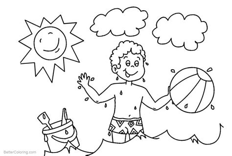 Landing page, little boy playing with dog. Beach Ball Coloring Pages A Boy Play Beach Ball - Free ...