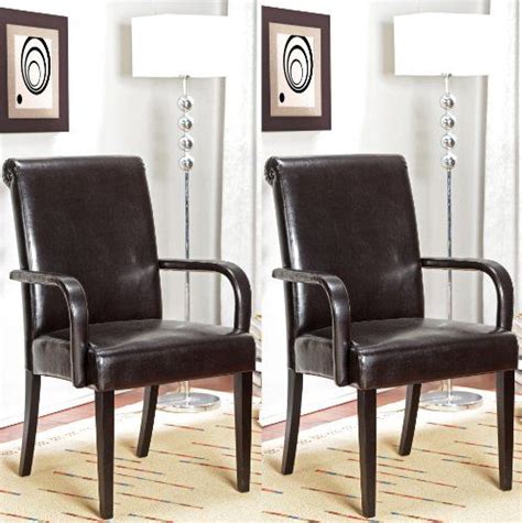 Solid wood windsor back dining chairs. King's Brand Set of 2 Espresso Parson Chairs With Arms And ...