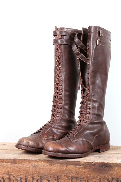 She wore her black vintage vintage motorcycle boots are generally seen in urban style. 1930's tall leather lace up boots