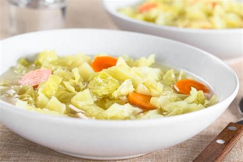 This is a very tasty and hearty meal. Vegan Cabbage Potato And Carrot Soup Stock Photo - Image ...