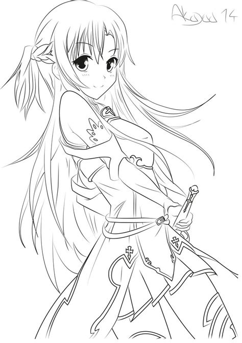 Coloring book poster collection color splash collections sword art books online pages. Asuna Yuuki / Sword Art Online LineArt by Akayaa | Sword ...