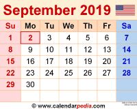 Now, this is actually the 1st photograph September 2019 Calendar | Templates for Word, Excel and PDF