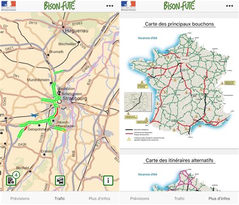 Vous pouvez également, à tout moment, activer les informations sur le trafic routier en cliquant sur l'onglet trafic (représenté par 2 voitures se suivant de près), sur vos pages carte ou itinéraire. Vacances en apps #1 : évitez les bouchons avec Bison Futé ...