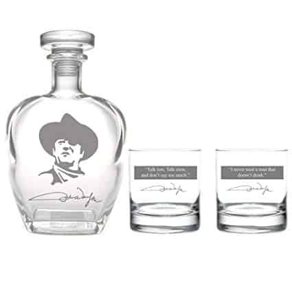 If you take a quote from any movie and throw in the words whiskey and pilgrim people will instantly believe john wayne said it. Best John Wayne Quote Rocks Glass Set - Bourbon and Boots
