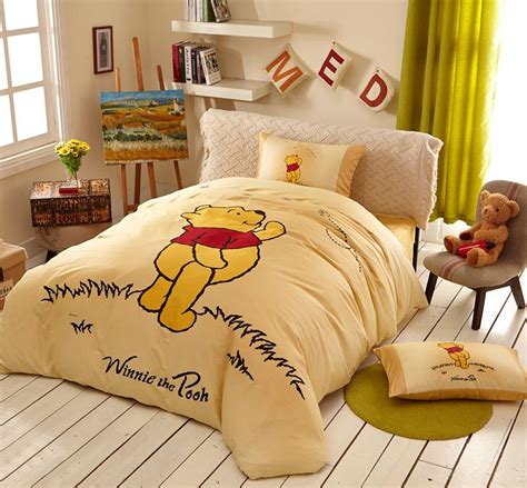 Bedding sets, 3d bedding, elegant bedding, teen boys bedding sets, teen girls bedding, kids bedding, mens bedding sets, modern bedding, cartoon, embroidery, bed in a bag, comforter sets, duvet cover. Navajowhite Color Winnie Pooh Bedding Set | EBeddingSets