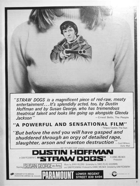 When reverend barney hood (colin welland) and his wife visit david (dustin hoffman) and amy (susan george). Straw Dogs (1971) starring Dustin Hoffman & Susan George ...