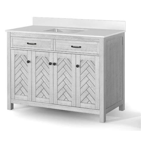 Which brand has the largest assortment of bathroom vanities with tops at the home depot? allen + roth 48-in White Single Sink Bathroom Vanity with ...