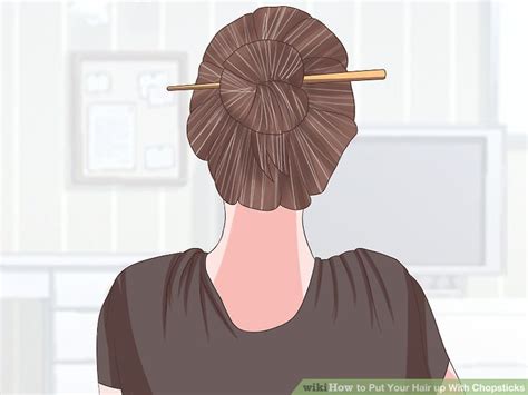 Turn the chopstick so that its end is pointing toward the part as well as tuck it underneath your hair. 3 Ways to Put Your Hair up With Chopsticks - wikiHow