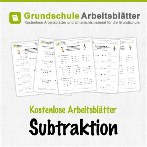 Arbeitsblätter berufsvorbereitung kostenlos ausdrucken : Subtraktion - Kostenlose Arbeitsblätter