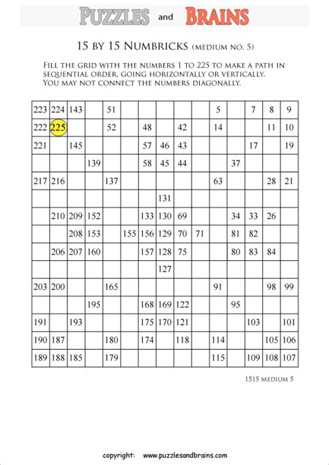 Numerous printable records are compatible with house printing task with under innovative machine. printable 15 by 15 medium level Numbrix logic IQ puzzles