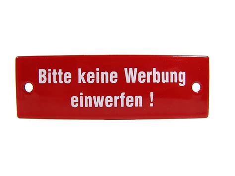 Briefkastenschild aus kunststoff 7×2 cm mit gravur „bitte keine werbung. Emaille Schild - Bitte keine Werbung einwerfen - Geschenke MAX