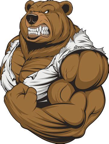 Awake | free svg image in public domain. Vector illustration, a ferocious bear athlete posing ...
