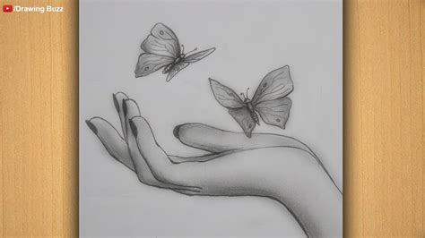 3d butterfly drawing with soft pastels which is very easy and quick 3d trick art. How to draw Butterfly in Hand with pencil sketch step by ...