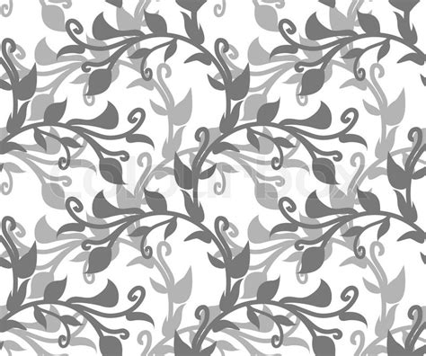 Design vector kit free vector. Seamless gray floral pattern on white ... | Stock Vector ...