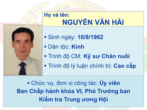 Sách giáo khoa lớp 1. Danh sách Ban Chấp hành T.Ư Hội Nông dân Việt Nam khóa VII ...