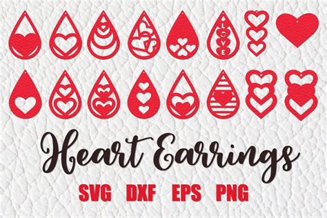 Valentine Earrings Svg, Heart Earrings Cut File, Earring ...