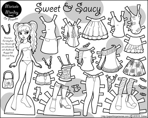 Coloring page disney prince and princesses paper doll. Sweet & Saucy: A Decora Fashion Inspired Paper Doll ...