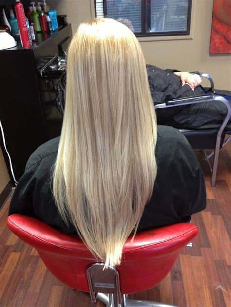 Short blonde hair is when hair is cut short and colored a shade of blonde. Long blond layers cut into a v | Straight hair | Pinterest ...