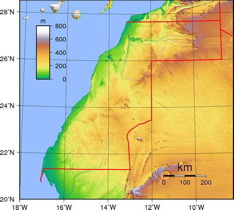 With an area of 9,200,000 square kilometres (3,600,000 sq mi), it is the largest hot desert in the world and the third largest desert overall. Western Sahara Topography - MapSof.net