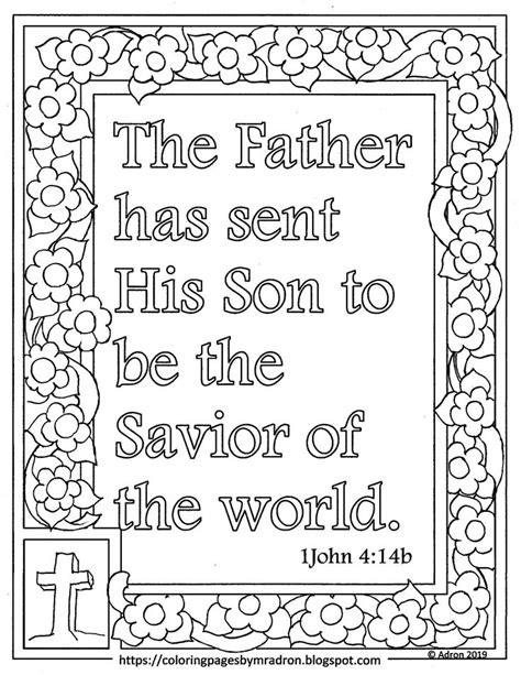 The illustration captures the theme from 1 john. Free 1 John 4:14 Print and Color Page, The Father has Sent ...