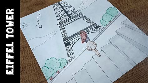 The eiffel tower remains a lasting memory long after you see it for the first time as a tourist. How to draw a Scenery of Girl and Eiffel Tower | Easy ...