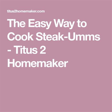 Reviewed by millions of home cooks. The Easy Way to Cook Steak-Umms | How to cook steak, Ways to cook steak, Steak