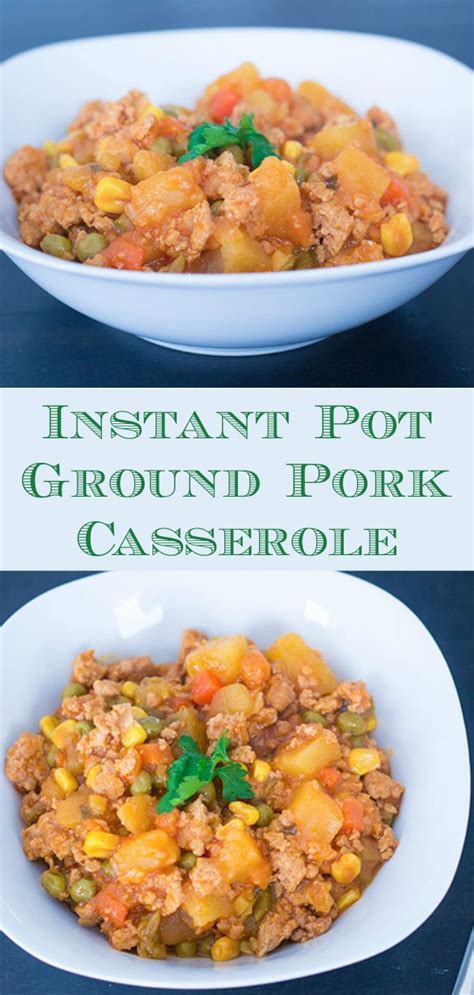 Instead of cooking all the way through, we cook *partly* through, and finish the turkey by simmering in a delicious sweet/savory sauce. Easy Instant Pot (or Crockpot) Ground Pork Casserole ...