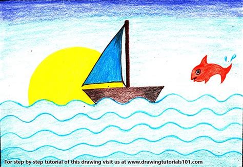 Finish with small boat in background. Learn How to Draw a Simple Boat for Kids (Boats for Kids ...