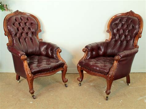 Choose from different styles and colours. A Pair Of Victorian Mahogany & Burgundy Leather Library ...