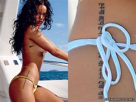 Earlier, rihanna got the tattoo of musical notes inked in 2006. Rihanna Sanskrit Hip Tattoo | Steal Her Style