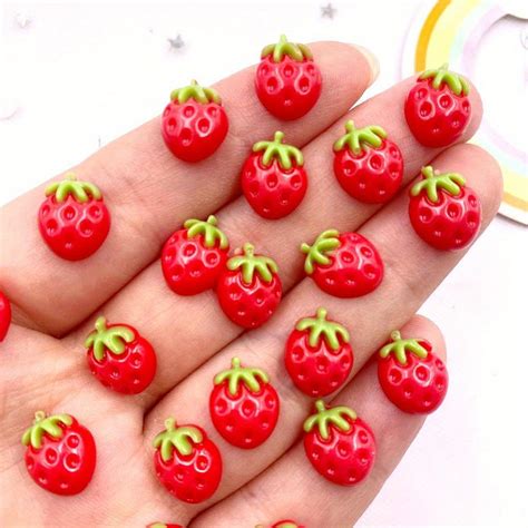 Купить 50 шт., смоляные мини-красочные Kawaii, клубничные ногти ...