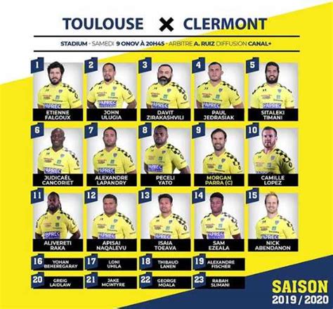 Toulousain stadium vs french stadium. La compo de l'ASM pour affronter le Stade Toulousain ...