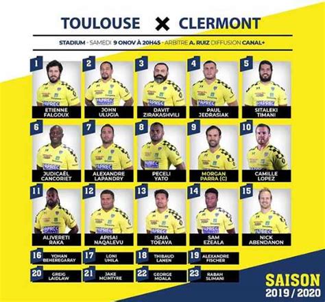 Toulousain stadium vs french stadium. La compo de l'ASM pour affronter le Stade Toulousain ...