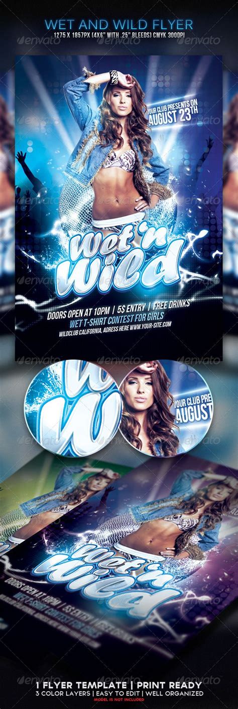 Download Wet And Wild Party Flyer — Photoshop PSD #t-shirt #ladies • Available here → https ...