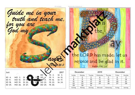 Du salbest mein haupt mit öl und schenkest mir voll ein. Scripture 2019 - Kalendervorlage mit englischen ...