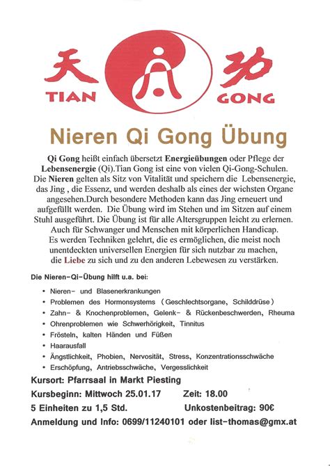 Der drache und der tiger: Nieren Qi Gong Übungen | Markt Piesting & Dreistetten
