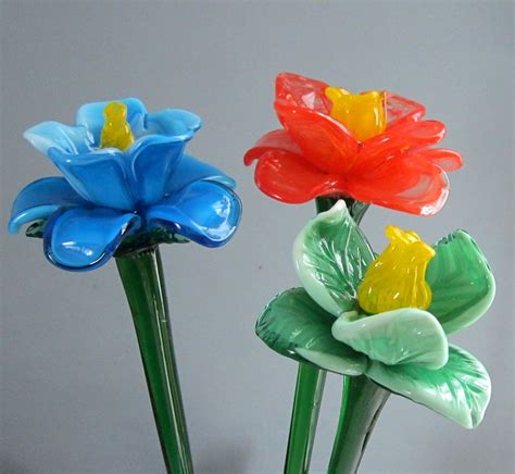 8 feet long and 16 flowers for each garland,flowers diameter is approx 8cm(3.15 inch) material: Long Stem Blown Glass Beautiful Art Craft Flowers - Buy ...