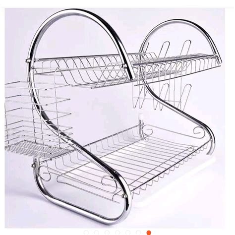 Rak piring dapur stainless steel chrome 2 susun tingkat dish drainer: Rak Piring Stainless Steel | OLSHOP AMANAH MEDAN