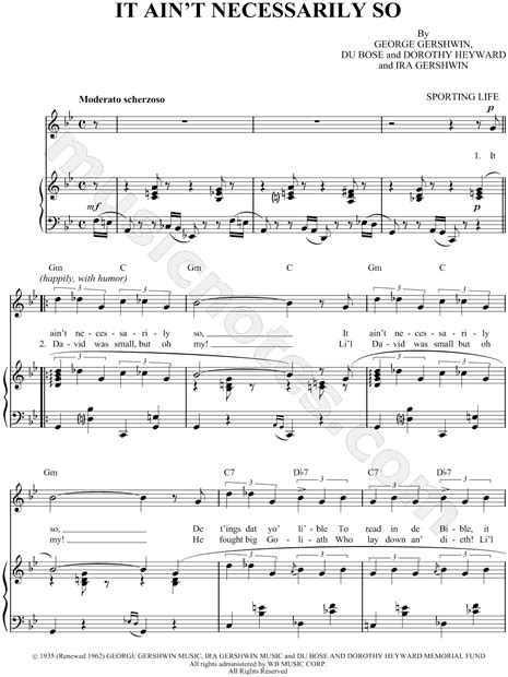 Start date oct 31, 2012. "It Ain't Necessarily So" from 'Porgy and Bess' Sheet ...