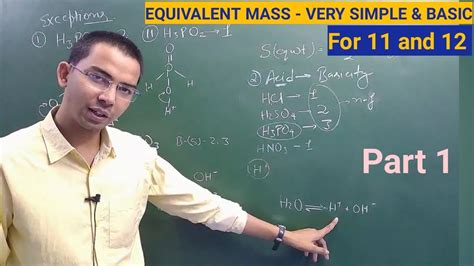 Equivalent weight is the (mass of) number of moles of one reactant in a balanced reaction (or product) divided by the formula you were talking about gives the equivalent weight of an element (can be. EQUIVALENT WEIGHT | Mole concepts | simple explanation ...