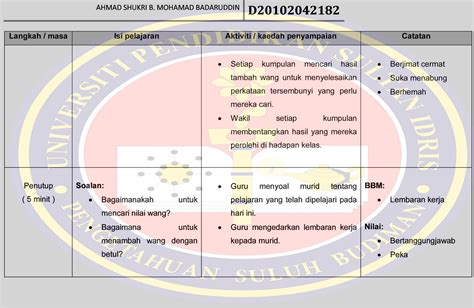 Save save contoh rph matematik tahun 1 (kssr semakan) for later. RPH Penambahan Wang Tahun 4 ~ Wang & Matematik