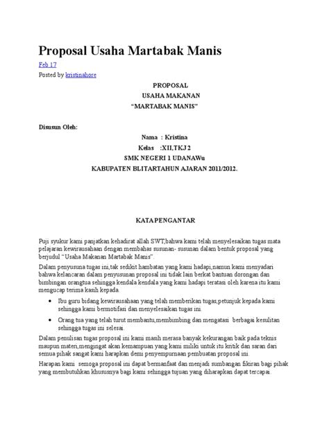Proposal usaha atau bisnis memiliki susunan yang tidak sama dengan proposal kegiatan. Contoh Kata Pengantar Untuk Proposal Usaha - Berbagi ...