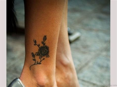A rose in the hair. 41Good Looking Rose Tattoos For Ankle
