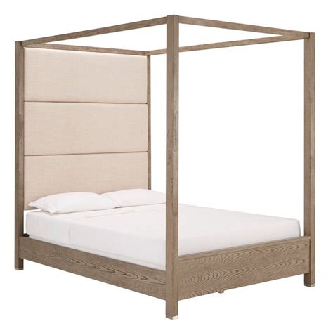 Made of acacia wood, oak veneers and engineered wood. Raye Upholstered Canopy Bed | Wood canopy bed, Bed, Queen ...