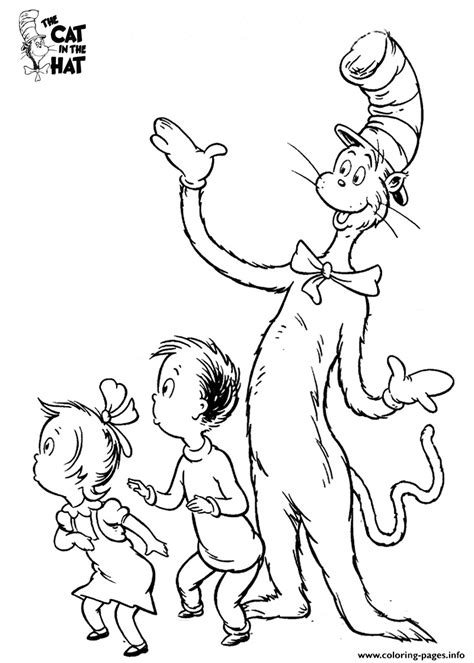 Felix the cat laughing coloring page. Two Kids Stuck At Home With Cat And Hat Coloring Pages ...